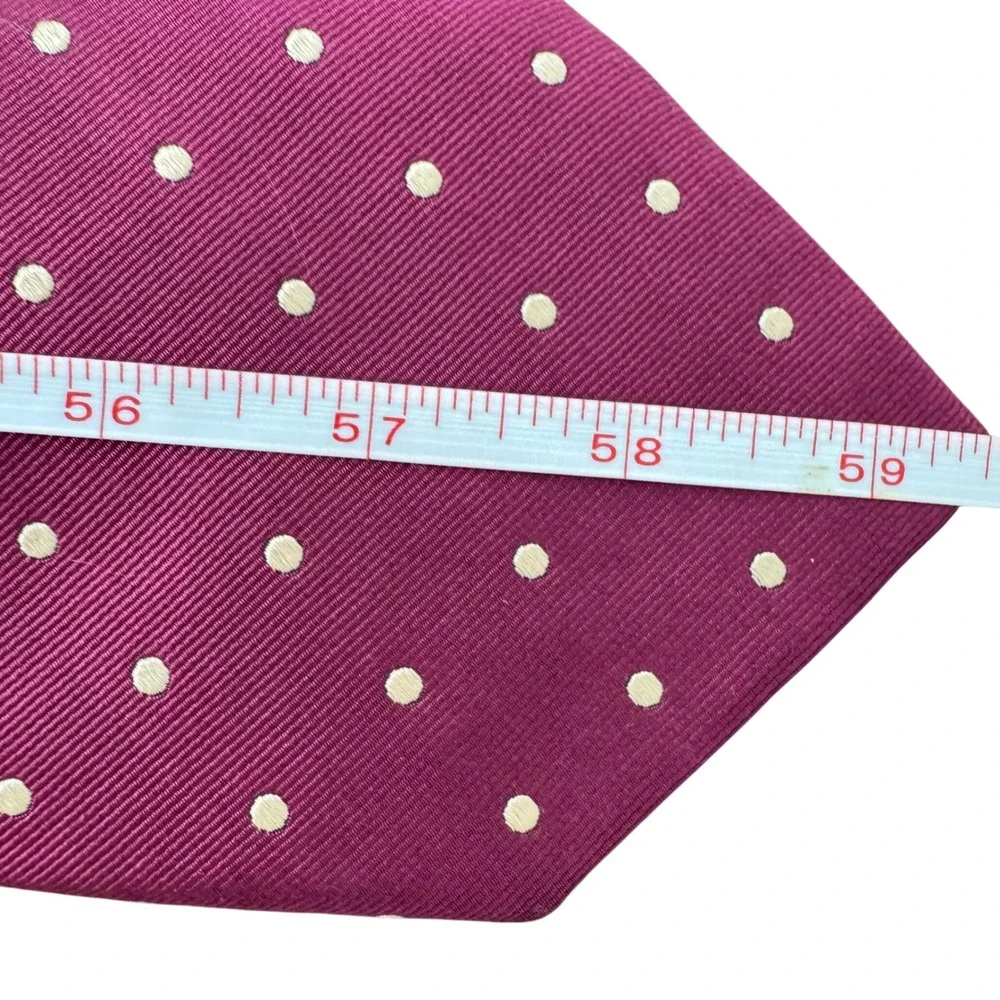 Charles Tyrwhitt Men Silk Polka Dot Tie Burgundy Magenta White 3.25 Wide